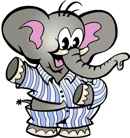 Hand-drawn Vector illustration of an Happy Baby Elephant in Pajamasのイラスト素材