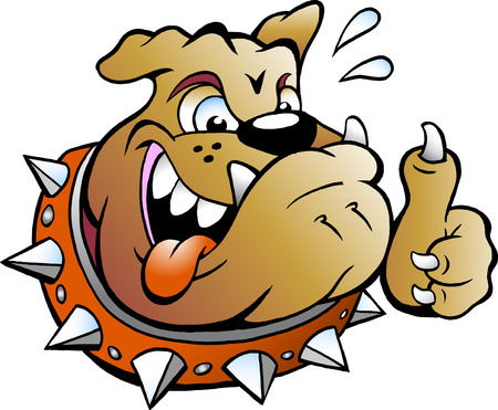 Vector Cartoon illustration of an excited Bull Dog giving Thumb Upのイラスト素材