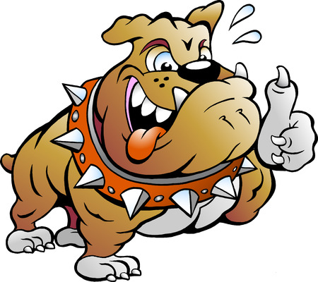 Vector Cartoon illustration of an excited Strong Muscular Bull Dog giving Thumb Upのイラスト素材