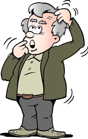 Cartoon Vector illustration of a old man there is thinkingのイラスト素材