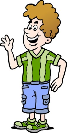 Cartoon illustration of a man there is wearing a casual clothesのイラスト素材