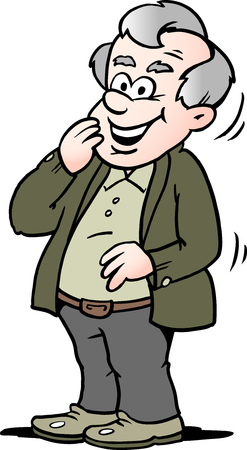 Cartoon Vector illustration of a happy old manのイラスト素材