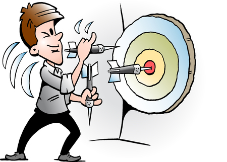 Vector Cartoon illustration of a Businessman there trying to hit A Targetのイラスト素材