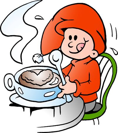 A Vector Cartoon illustration of an happy Elf there is at a cafeのイラスト素材