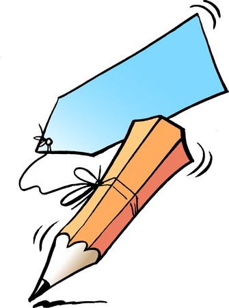 Cartoon Vector illustration of an writing pencil and a memorandumのイラスト素材