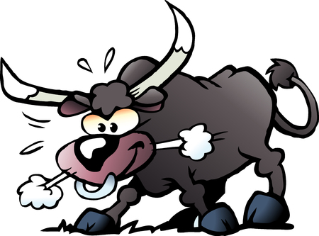 Cartoon Vector illustration of a crazy and angry Bullのイラスト素材