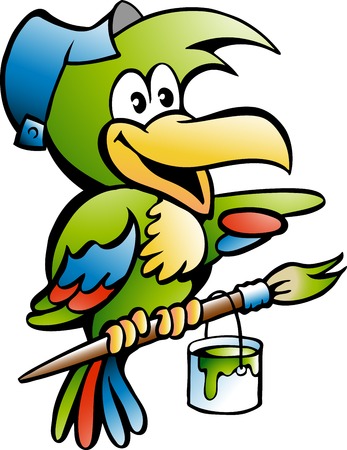 Cartoon Vector illustration of a Parrot Painter Handyman Workerのイラスト素材