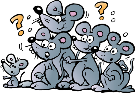 Cartoon Vector illustration of a Bunch of Wondering Miceのイラスト素材