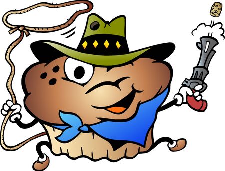 Vector Cartoon illustration of a Muffin Cowboyのイラスト素材