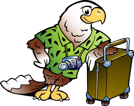 Vector Cartoon illustration of a Traveling Tourist Eagle Birdのイラスト素材