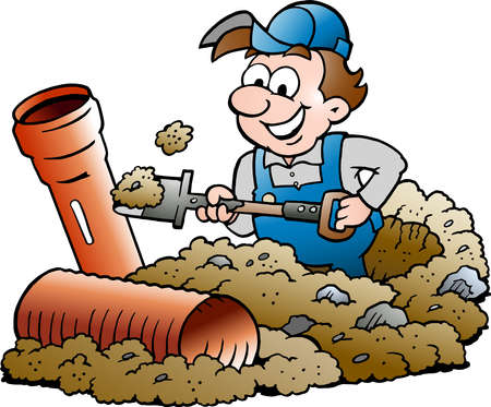 Vector Cartoon illustration of a Happy Sewer Master Handymanのイラスト素材