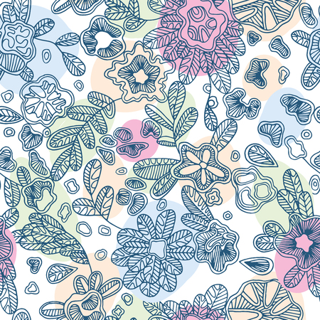 Floral endless pattern will look great on fabric, wrapping paper, any types of textile or other surface design. Vector hand-drawn flowers make a beautiful texture lace pattern.のイラスト素材