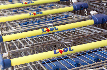 Paris, France -june 19, 2017: lidl shopping carts in Parisのeditorial素材