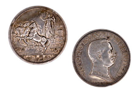  2 Lire Vittorio Emanuele IIIの写真素材