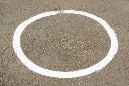 circle lline on concrete floor marking.の写真素材