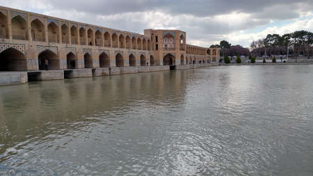 Khaju Bridge. Isfahan.IRAN 
Historical Bridge on Zayandeh rood riverのeditorial素材