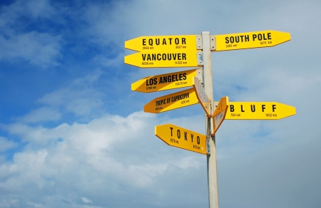 Signpost in Cape Reigna, New Zealand