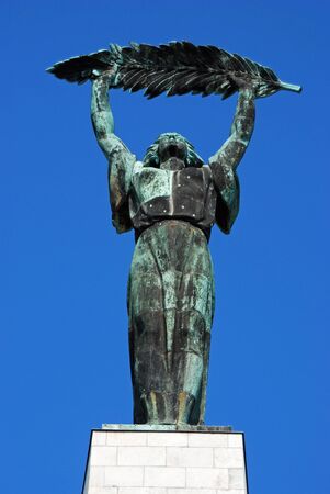 The artful historic monument on the hill "Gellert" in "Buda" in Budapest, Hungaryの写真素材