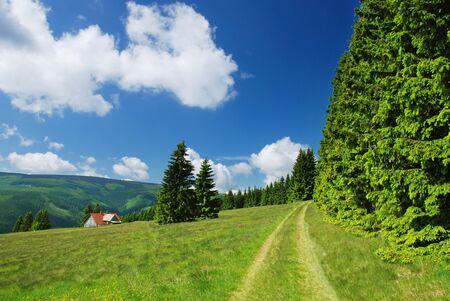 Countryside in Krkonose mountains, Czech republicの写真素材