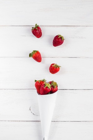 strawberry in paper envelopeの写真素材