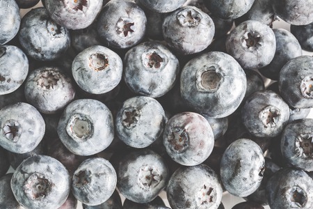 Blueberry background. Flat lay, top view, copy spaceの写真素材