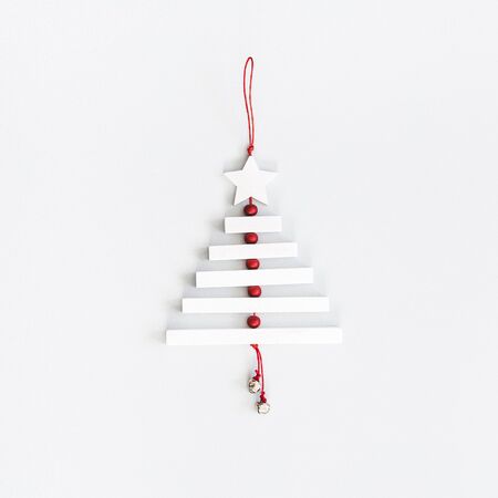 Christmas composition. Christmas decorations on pastel gray background. Flat lay, top viewの写真素材