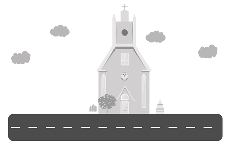 Christian Church in the US cityのイラスト素材