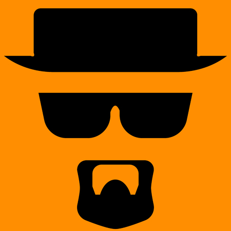 silhouette of a bearded man with glassesのイラスト素材