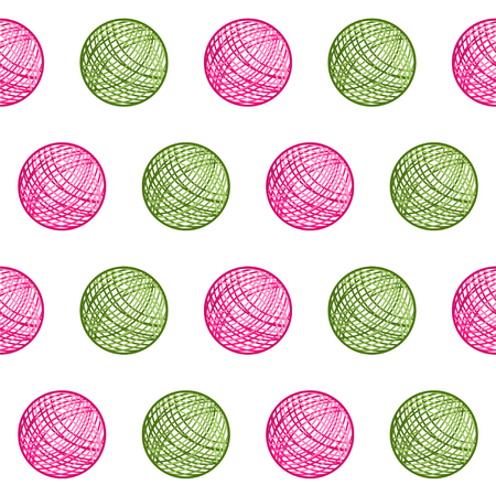 Seamless vector pattern with yarn balls.のイラスト素材