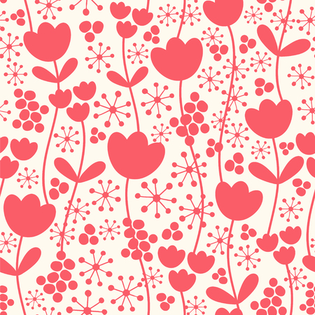 Lovely seamless vector pattern with wildflowers. Monochrome palette.のイラスト素材