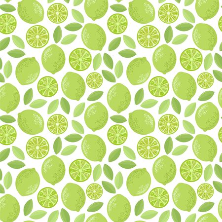 Cute limes. Seamless vector pattern.のイラスト素材