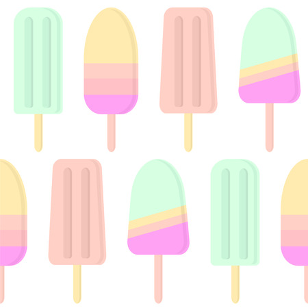 Seamless vector pattern with ice cream in pastel colors.のイラスト素材