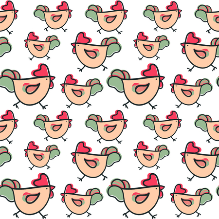 Seamless vector pattern with chickens.のイラスト素材