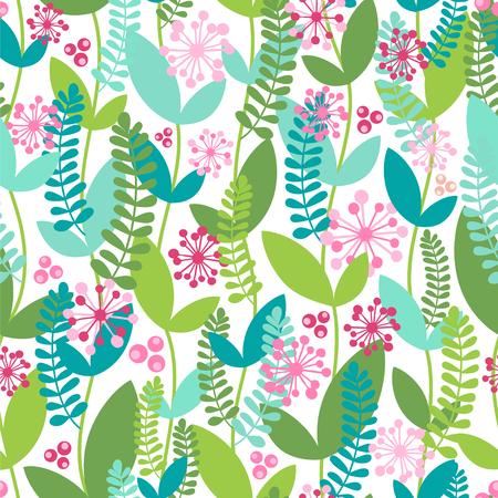 Seamless pattern with leaves and berries. Vector illustration.のイラスト素材