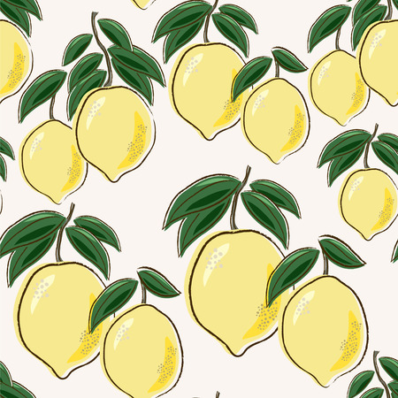 Lemons. Seamless vector pattern.のイラスト素材