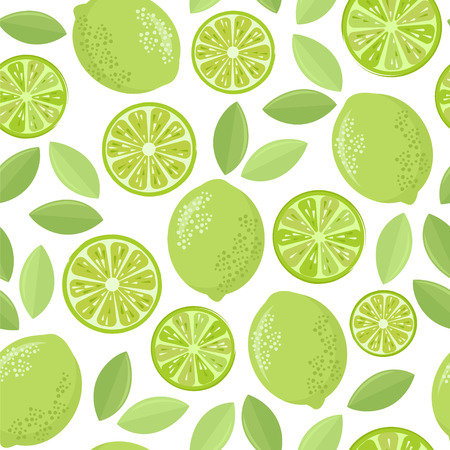 Cute limes. Seamless vector pattern.のイラスト素材