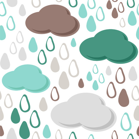 November rain. Seamless vector pattern with clouds and drops.のイラスト素材