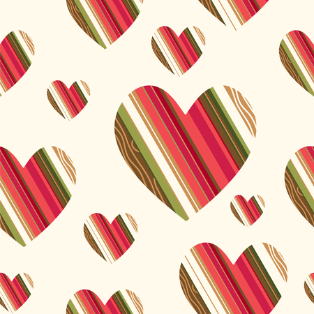 Seamless vector pattern with striped hearts.のイラスト素材
