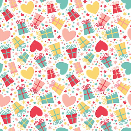 A Seamless vector pattern with gifts and hearts.のイラスト素材