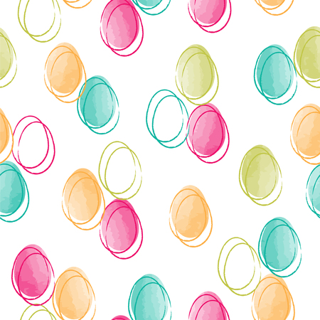 Seamless vector pattern with easter eggs in cute colors. Easter background.のイラスト素材