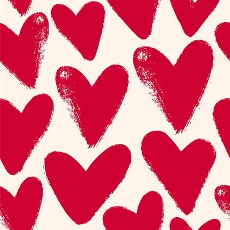Seamless vector pattern with red hearts. Valentine`s day background.のイラスト素材