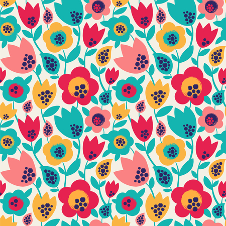 Cute floral seamless pattern. Vector illustration with lovely flowers.のイラスト素材
