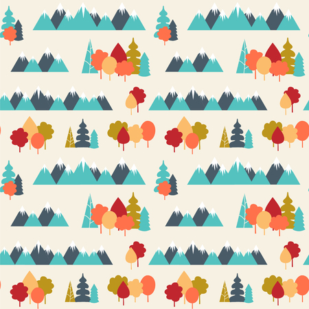 Seamless vector pattern with mountains and forest.のイラスト素材