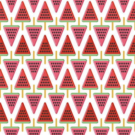 Seamless vector pattern with watermelon popsicles.のイラスト素材