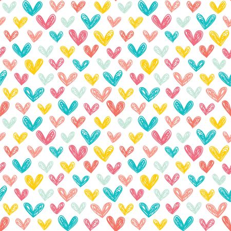 Seamless vector pattern with hand drawn hearts.のイラスト素材