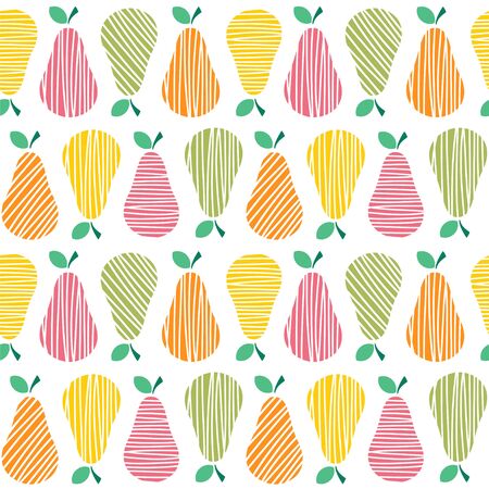 Seamless vector pattern with stylized bright pears.