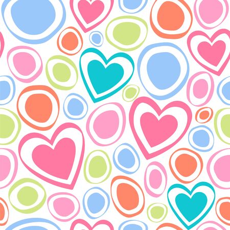 Seamless vector pattern with hearts and circles.のイラスト素材