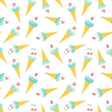 Seamless vector pattern with ice cream cones.のイラスト素材