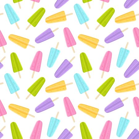 Seamless vector pattern with ice cream in vivid colors.のイラスト素材