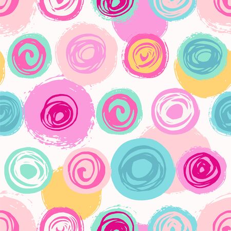 Seamless vector pattern with spiral and circles. Abstract background.のイラスト素材